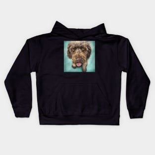 Painting of a Gorgeous Labradoodle Dog with Its Tongue Out Kids Hoodie